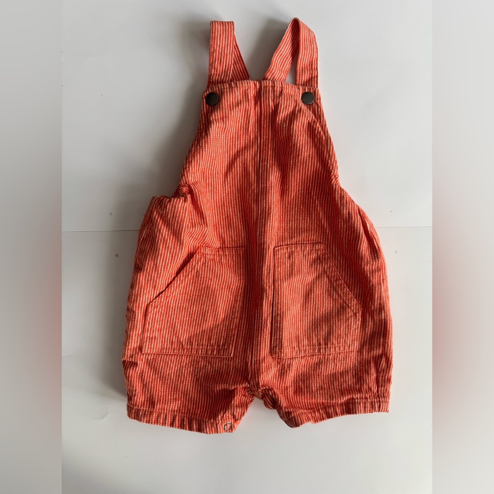 Seed Heritage Orange & White Striped Overalls - AUS Brand- 12-18 months